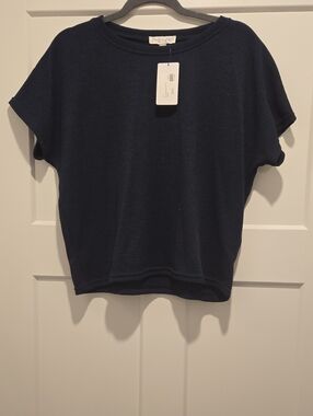 She Sky Navy Short-Sleeve Boxy Crewneck Top